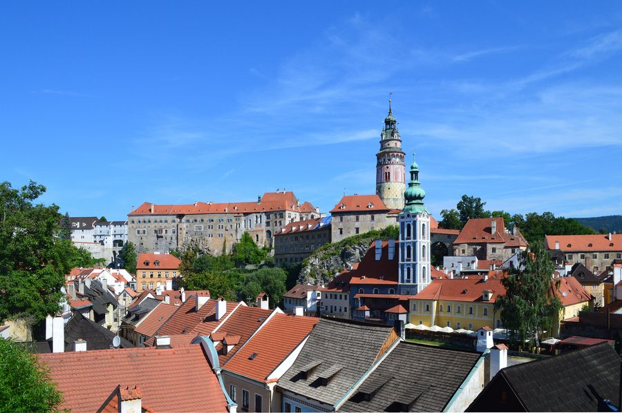 Vue sur Český Krumlov au bord de la Vltava