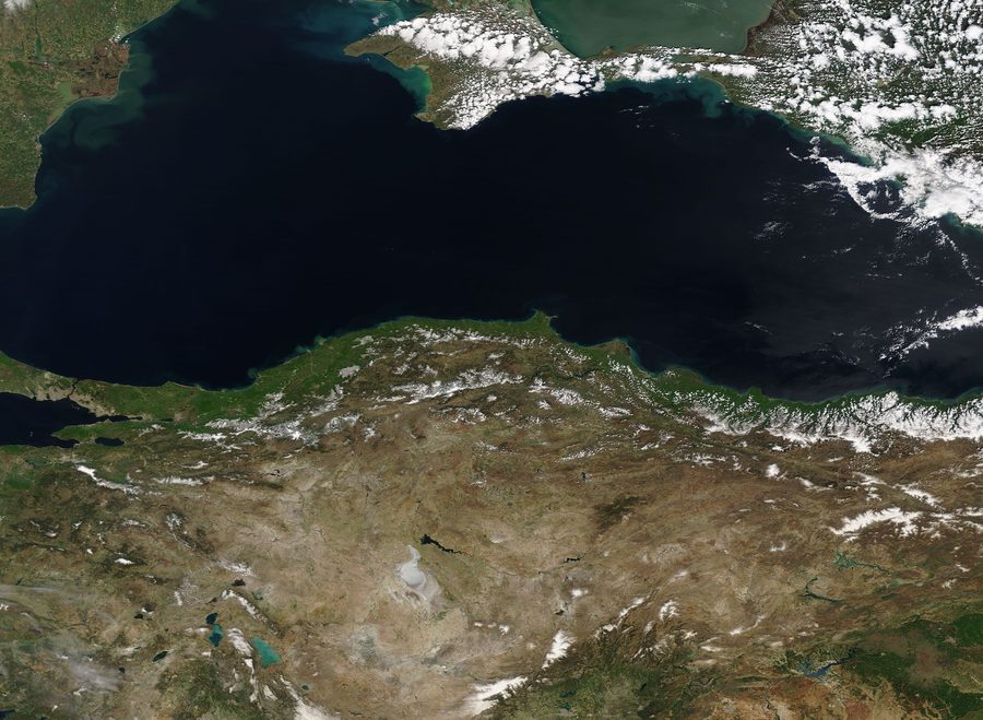 Image satellite de la Turquie et de la mer Noire.