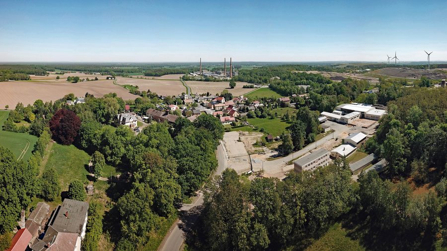 Vue aérienne de Puschwitz en Saxe, Allemagne
