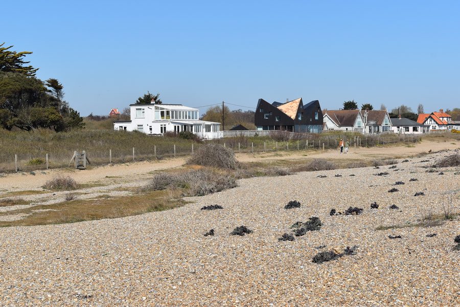 Haven End et maisons sur la plage de Thorpeness