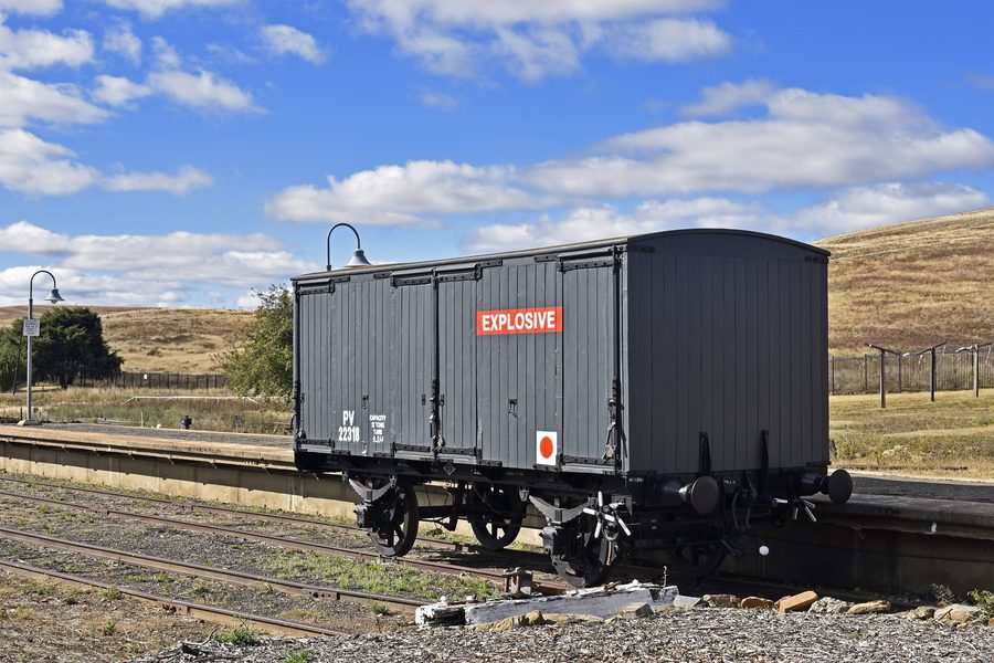 Voitures ferroviaires historiques à la gare de Cooma en Nouvelle-Galles du Sud