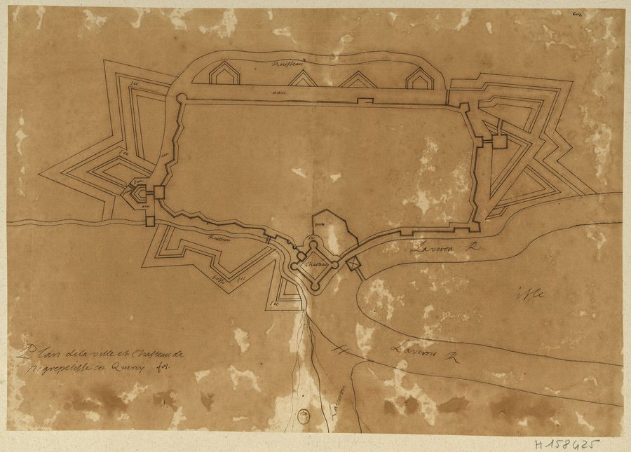 Plan historique de la ville et du château de Nègrepelisse dans le Quercy