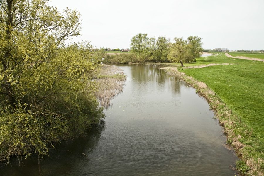 Vue sur le bras mort de l’Oude Rijn dans la zone de Rijnstrangen près de Herwen