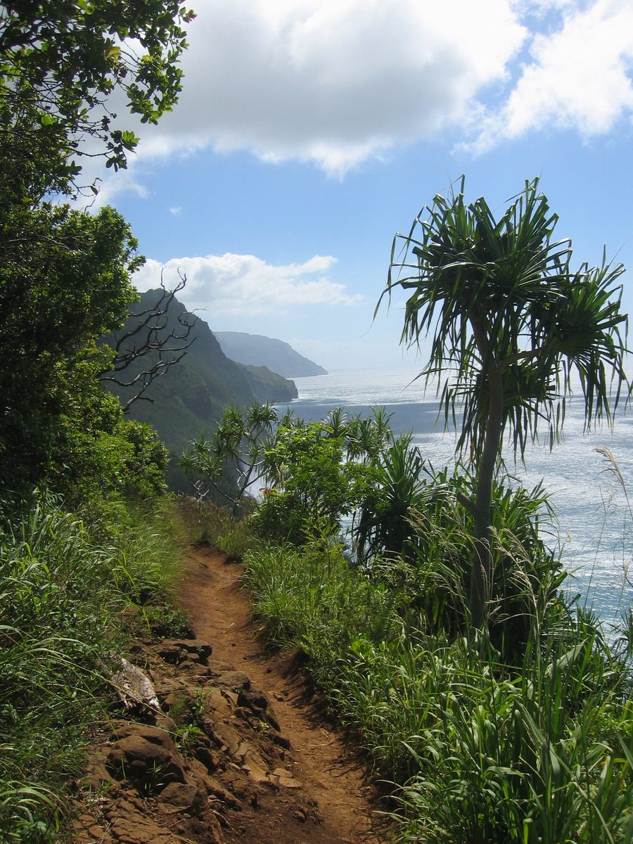Le sentier Kalalau le long de la côte Nā Pali de Kauaʻi.