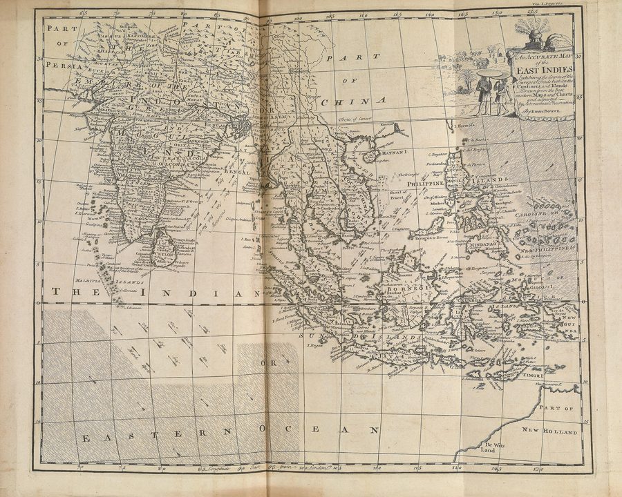 Carte historique de l’Asie du Sud datant de 1744.