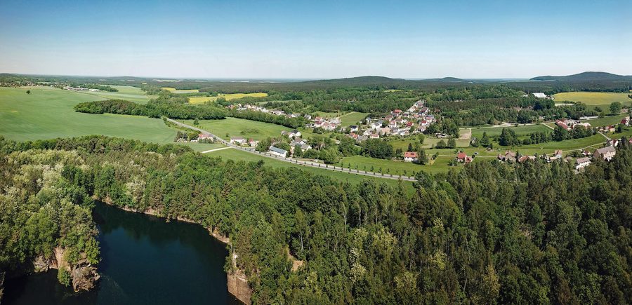 Vue aérienne de Häslich à Haselbachtal, Saxe