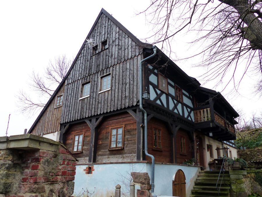 Maison à colombages protégée au titre des monuments historiques au Kirchberg 2 à Röhrsdorf, Klipphausen