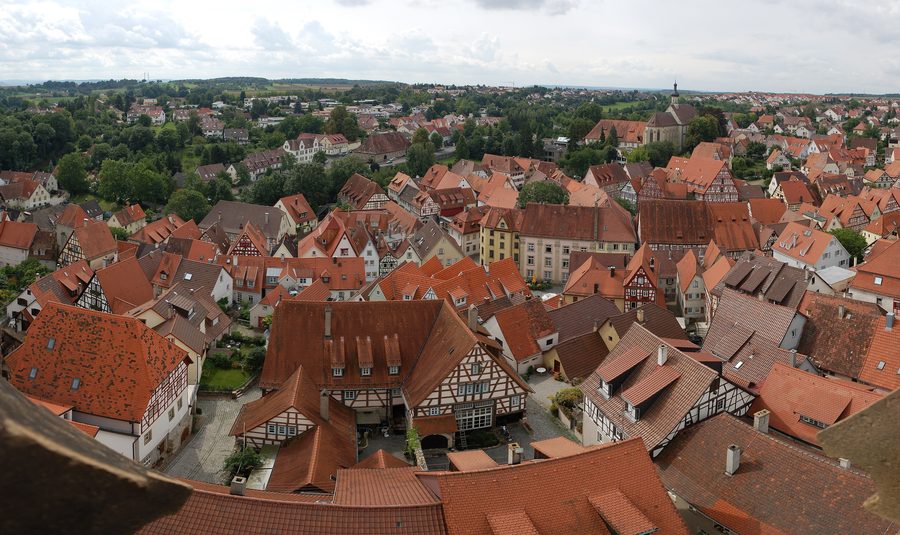 Panorama de la vieille ville historique de Bad Wimpfen, pris depuis la Tour Bleue