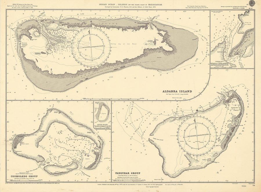 Carte maritime historique des îles de l’océan Indien au nord de Madagascar.