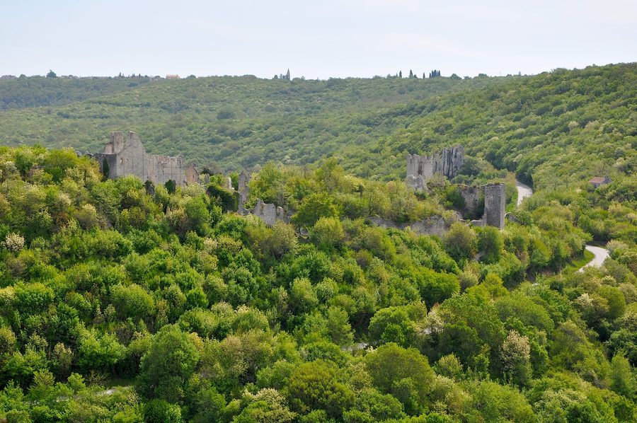 Ruines du château médiéval abandonné de Dvigrad en Istrie, Croatie