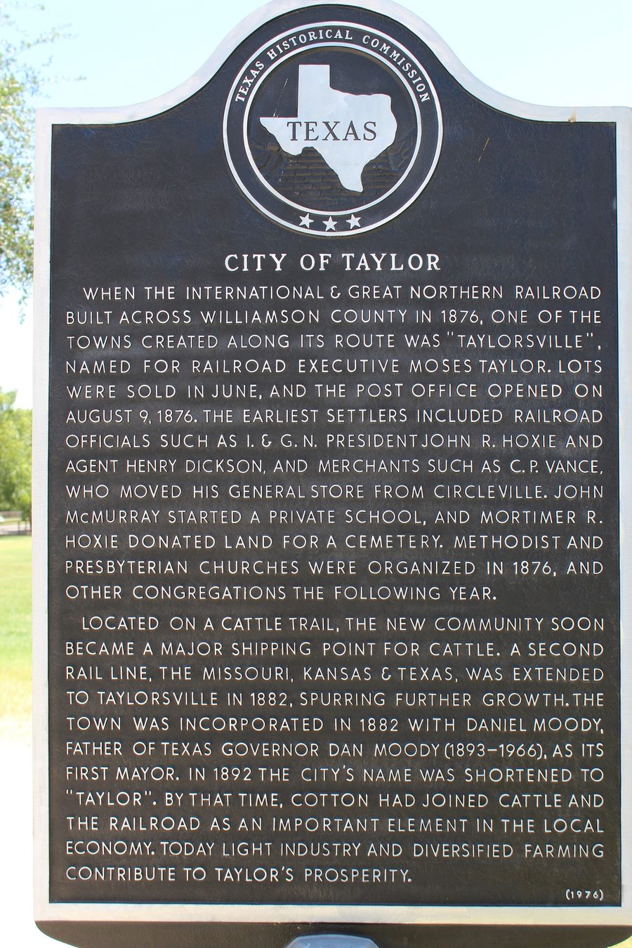 Taylor, Texas, associé au développement de la ville à l’époque du chemin de fer