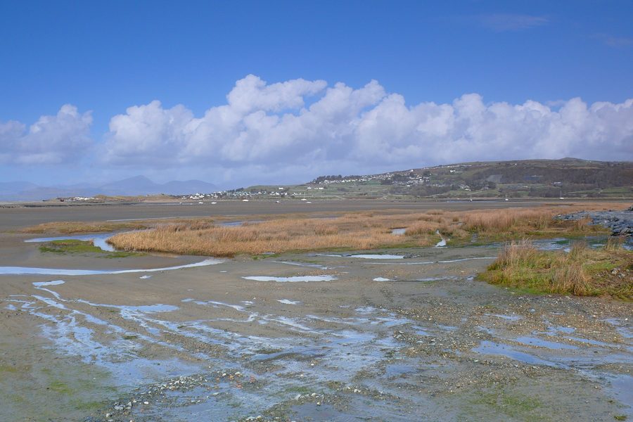 Embouchure de rivière près de Mochras, également appelée Shell Island