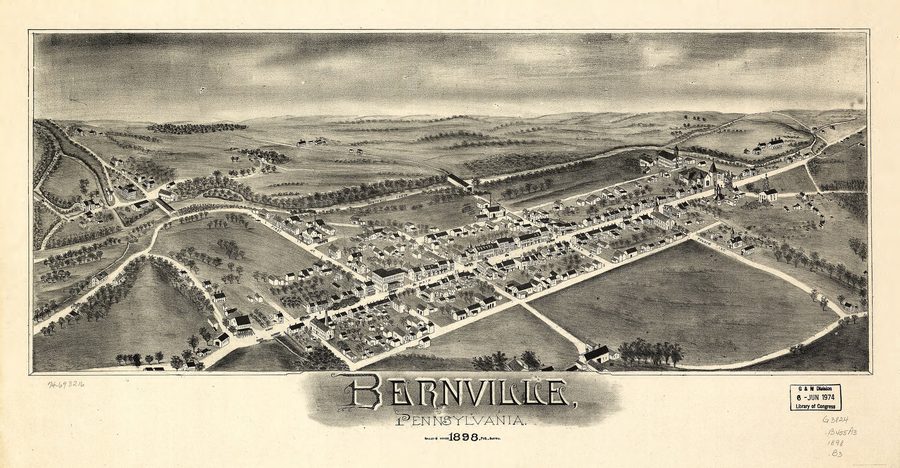 Vue aérienne de Bernville, Berks County, Pennsylvanie, en 1898