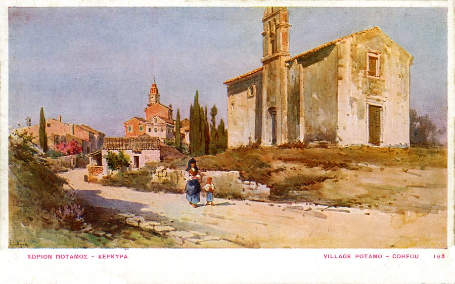 Représentation historique du village de Potamos sur Corfou