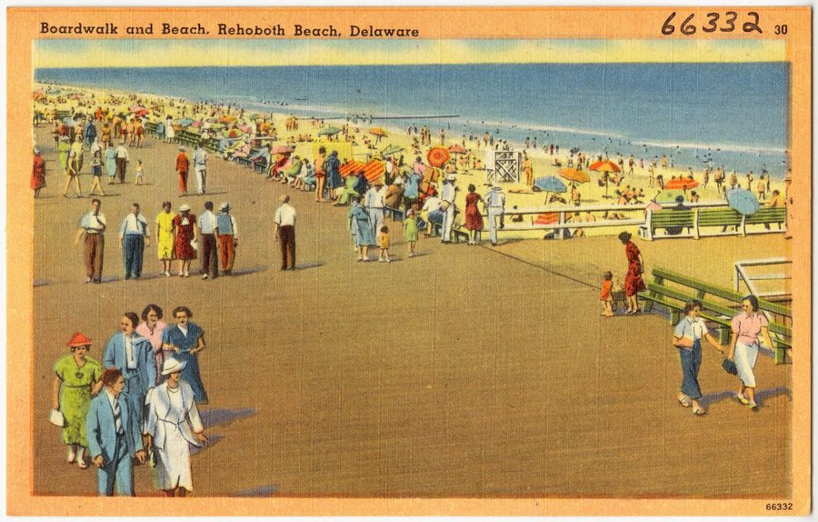 Promenade et plage à Rehoboth Beach, Delaware