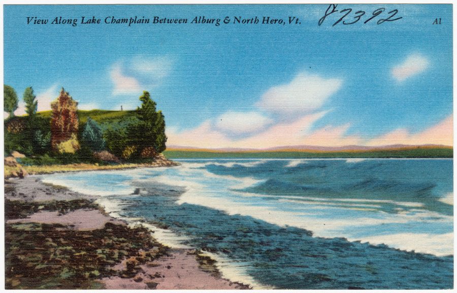 Vue historique du lac Champlain entre Alburg et North Hero dans le Vermont