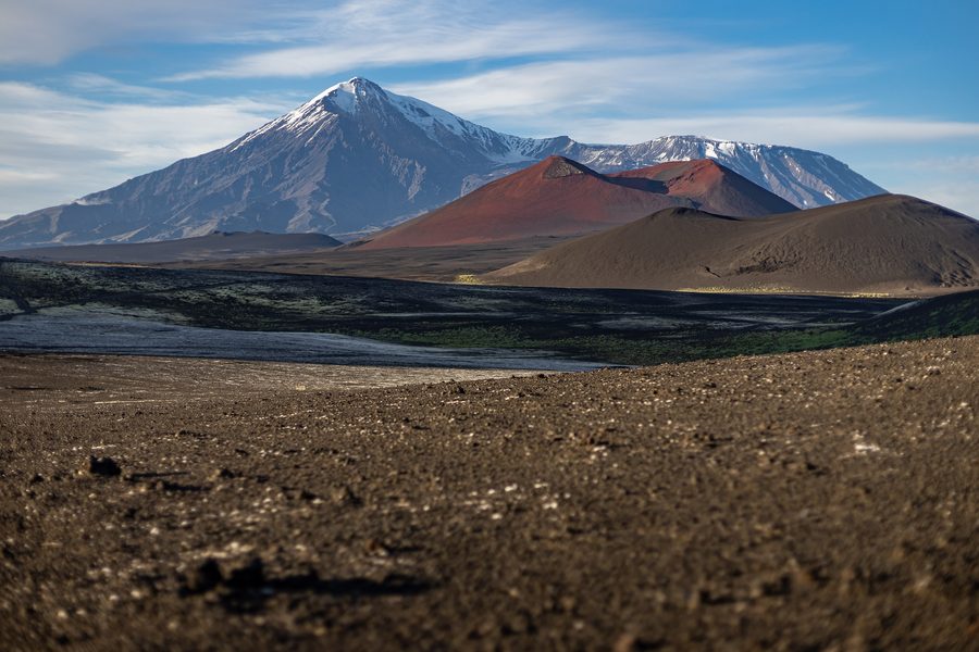 Paysage désertique volcanique à Tolbachik, au Kamtchatka.