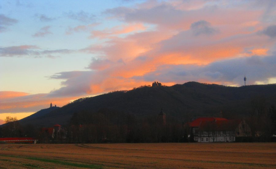 Kelbra avec le massif du Kyffhäuser vu du nord