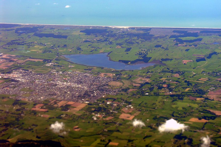 Levin et le lac Horowhenua en Nouvelle-Zélande