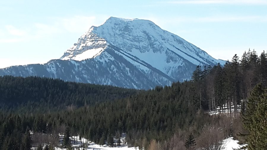 Vue hivernale depuis le Turmkogel sur l’Ötscher en Basse-Autriche