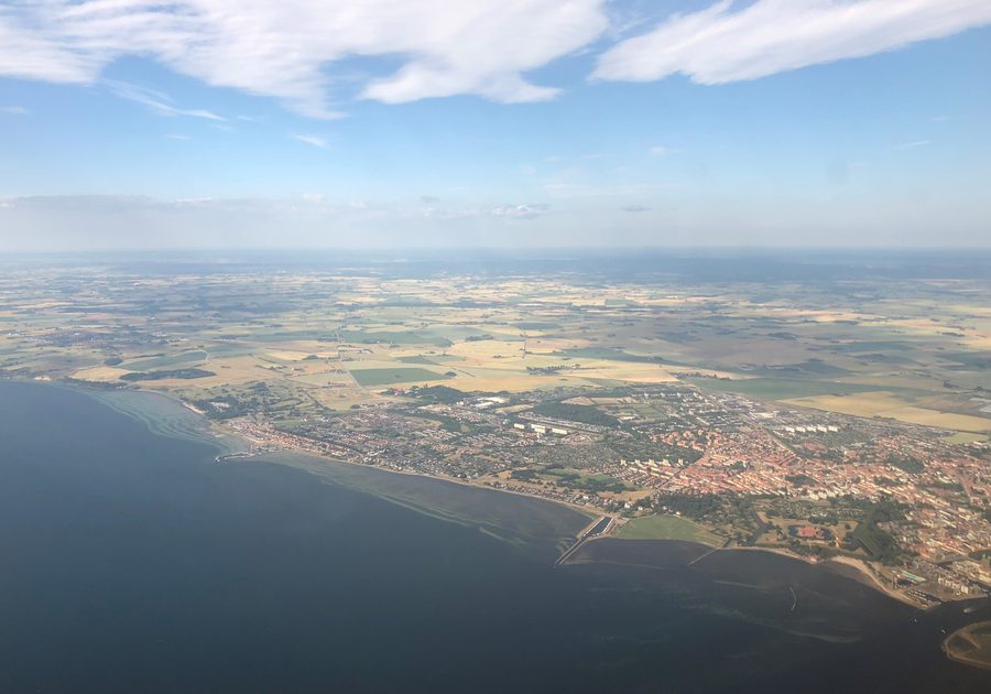 Vue aérienne au-dessus de Landskrona, Scanie (Scania), au sud-ouest de la Suède