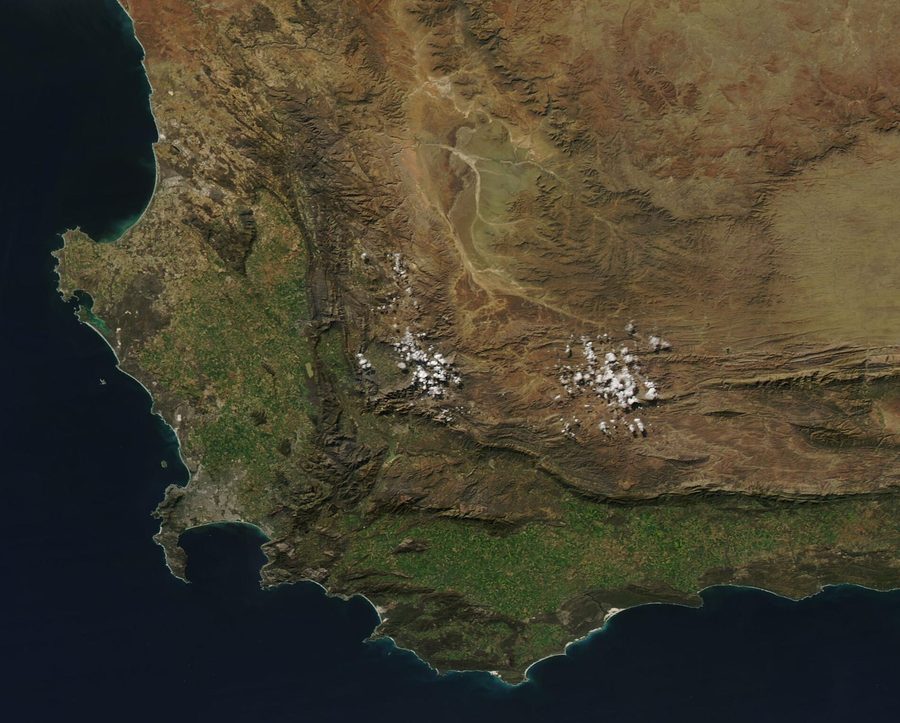 Image satellite de l’Afrique du Sud.