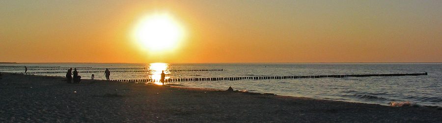 Plage de la mer Baltique près de Zingst avec des épis dans l’eau