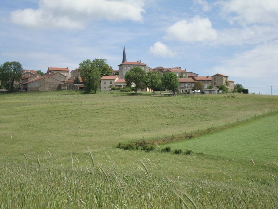Paysage près de Saint-Victor-Malescours avec vue sur le village
