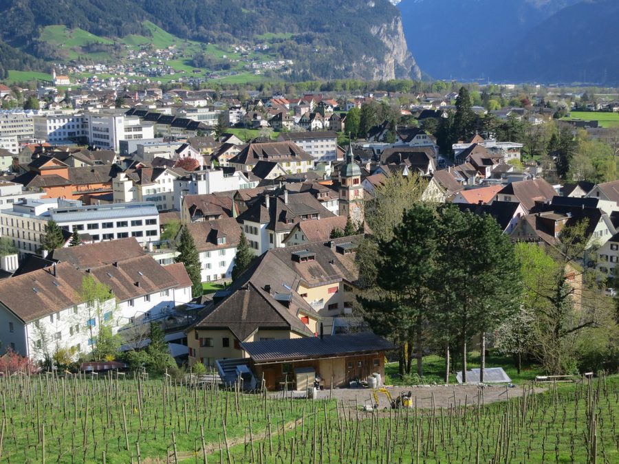 Centre d’Altdorf dans le canton d’Uri, vu depuis le couvent des Capucins