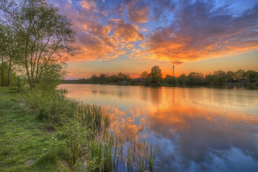 Coucher de soleil sur le lac Thielenburger à Dannenberg