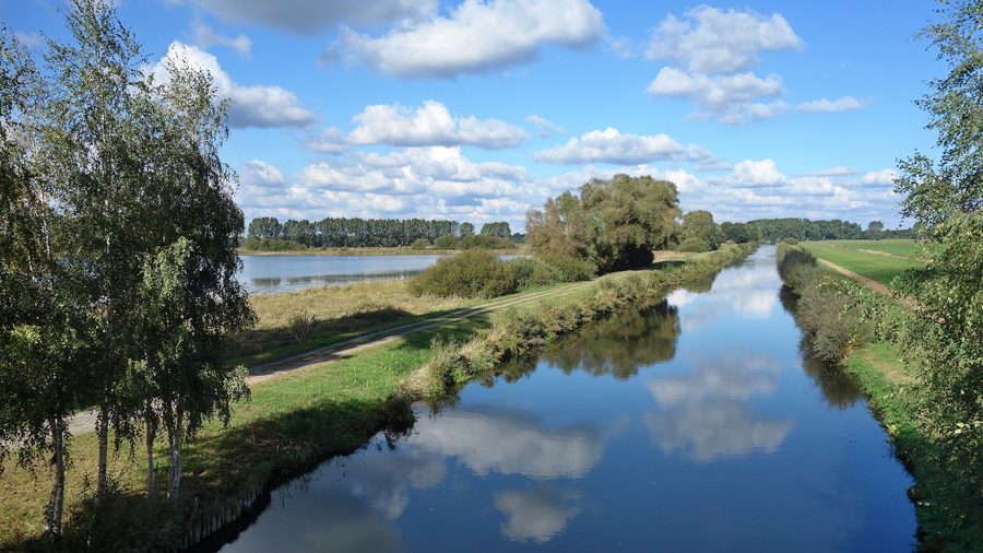 Elde rectifiée et étangs piscicoles dans la réserve naturelle des étangs piscicoles de la Lewitz