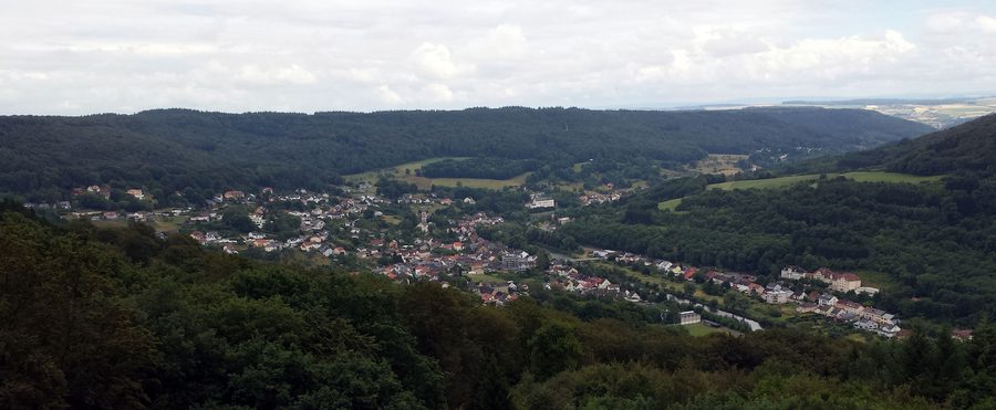Vue panoramique de Bollendorf, Bollendorf-Pont et de la rivière Sauer