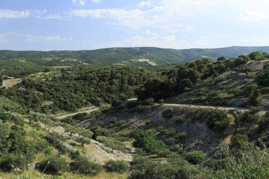 Route 6193 de Pučišća à Pražnica sur Brač, en montée vers le sud