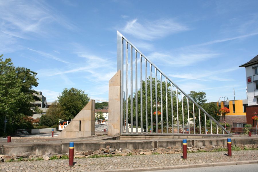 Panneau urbain sur le pont de l’Ennepe, sur la Mittelstraße à Gevelsberg
