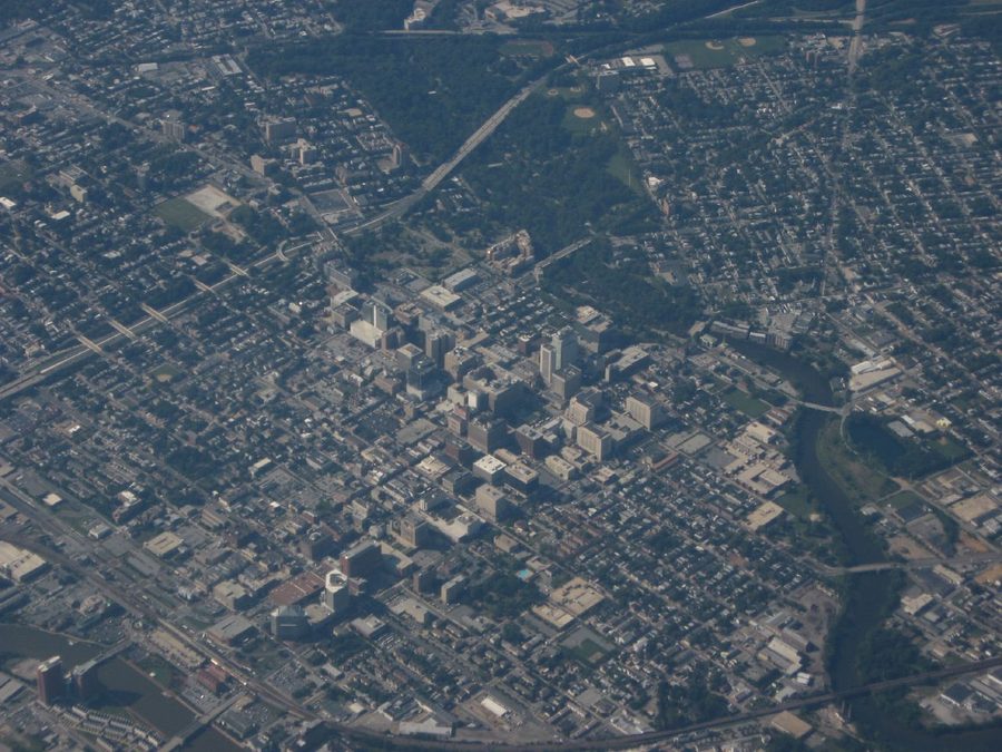 Wilmington, Delaware, at the confluence of the Christina River and Brandywine Creek