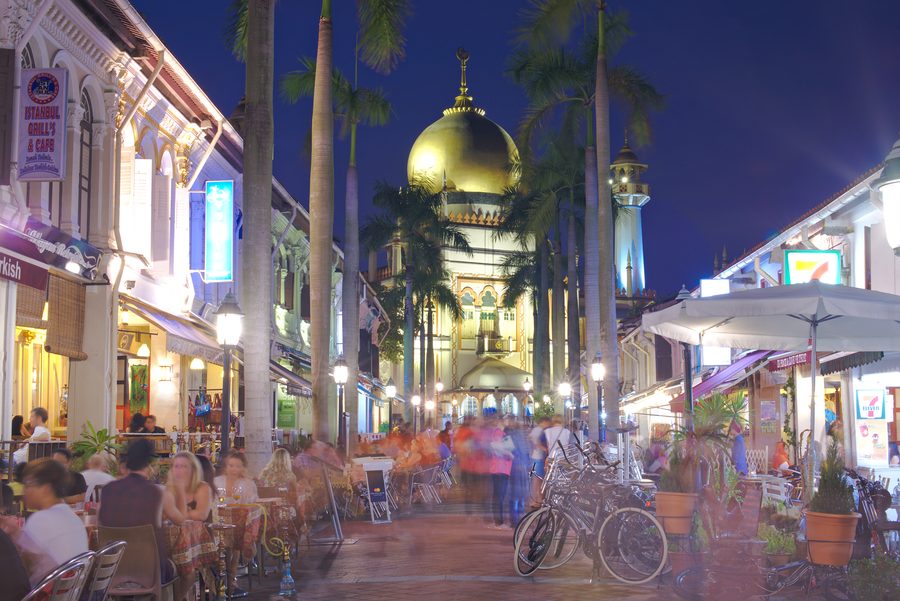 Mosquée Sultan et Bussorah Street à Kampong Glam, Singapour