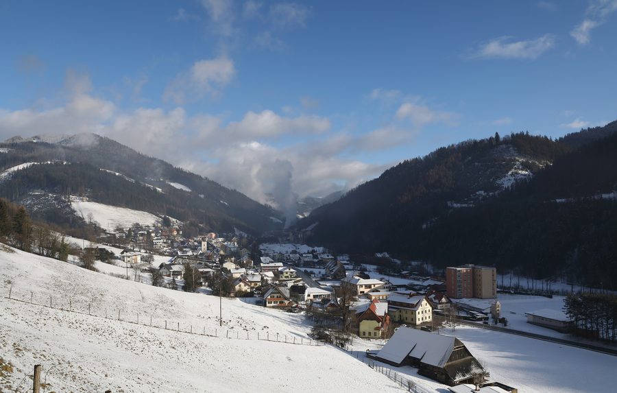 Blick von Westen auf Sankt Jakob in der Breitenau in der Steiermark